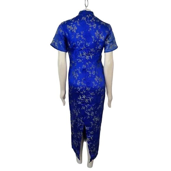 VTG Qipao Cheongsam Maxi Wiggle Dress  Floral embroidered Back slit  SZ 6 - Picture 7 of 9